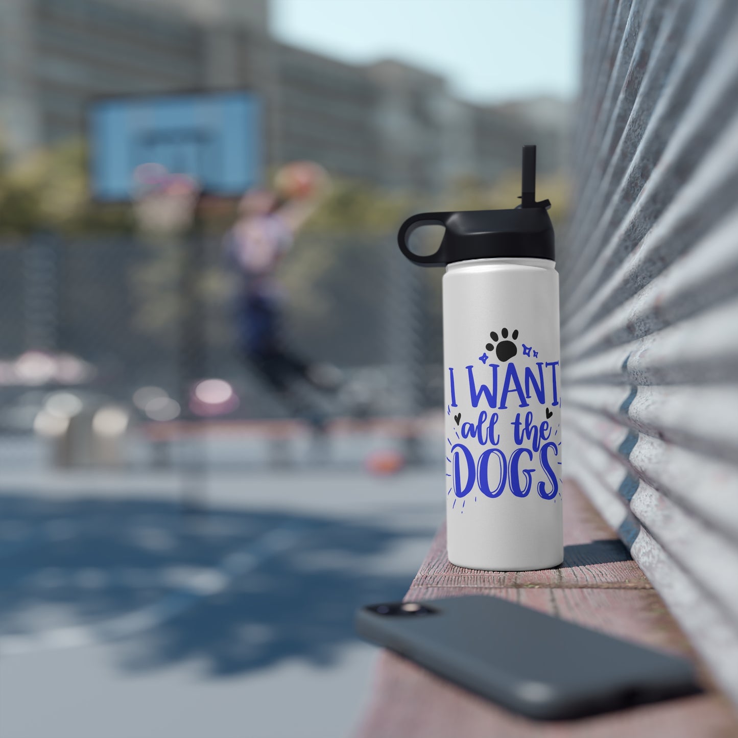 I Want All the Dogs Stainless Steel Water Bottle, Standard Lid