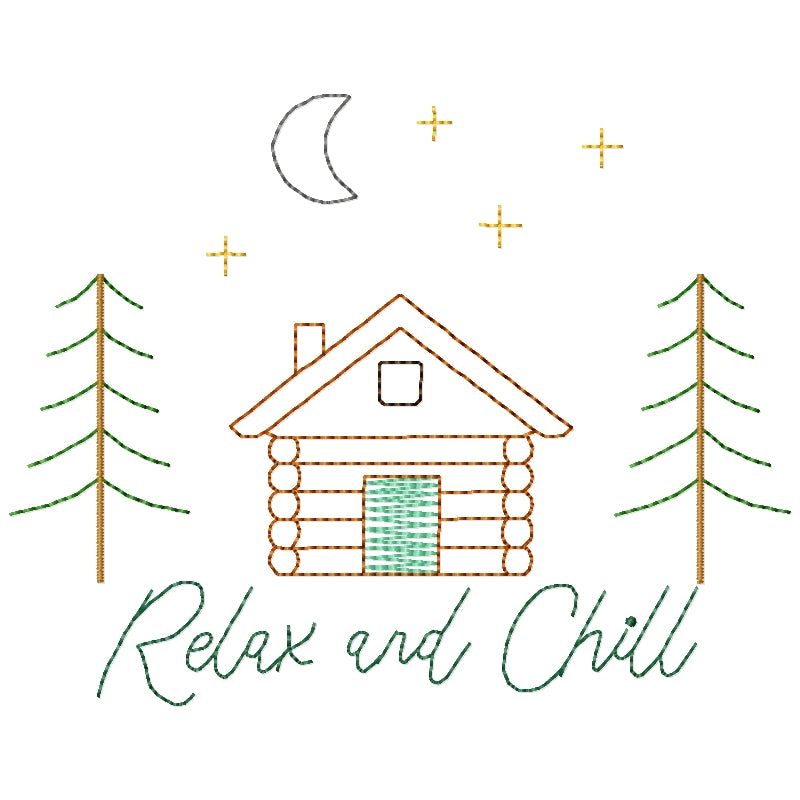 Cabin Relax & Chill Machine Embroidery Design