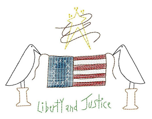 Liberty and Justice Machine Embroidery Design