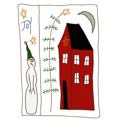 Joy Snowman House-fill Machine Embroidery Design