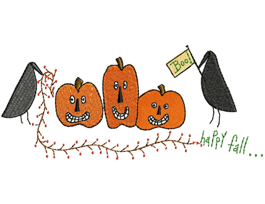 Pumpkins & Crows-fill  Machine Embroidery Design