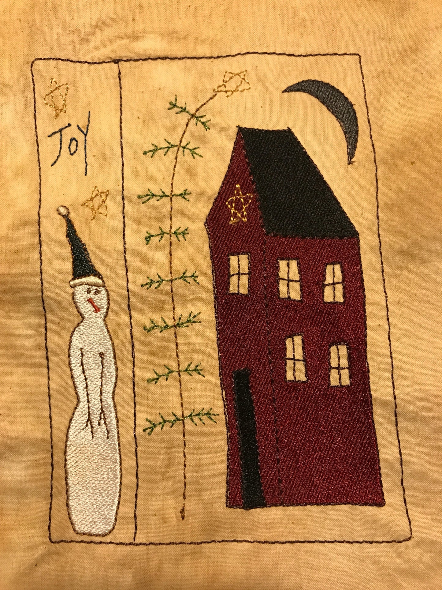 Joy Snowman House-fill Machine Embroidery Design