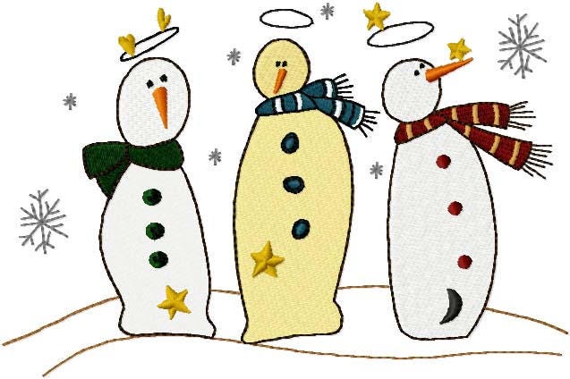 Snowman Trio-fill Machine Embroidery Design