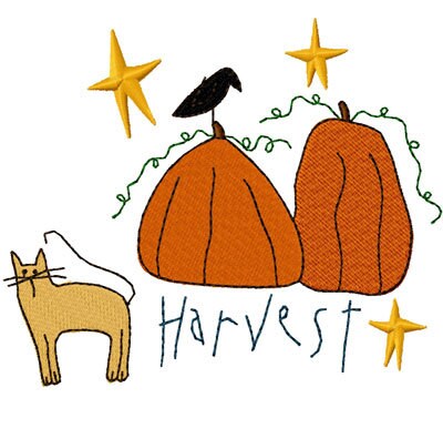 Harvest Cat Pumpkins Machine Embroidery Design