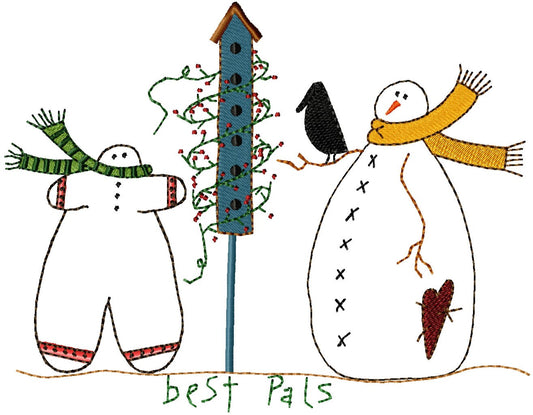 Best Pals - outline Machine Embroidery Design