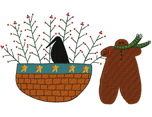 Gingerbread Basket - fill Machine Embroidery Design
