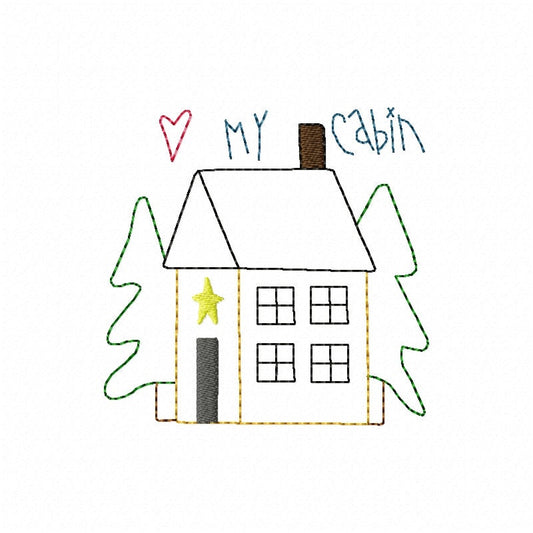 Cabin - outline Machine Embroidery Design