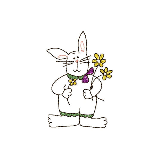 Bunny Flowers Machine Embroidery Design