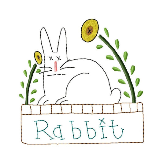 Rabbit Flowers Machine Embroidery Design