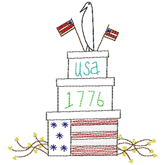 USA Boxes Machine Embroidery Design