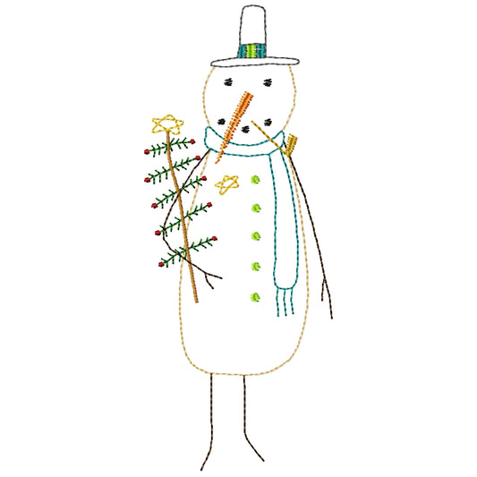 Snowman Tree Machine Embroidery Design