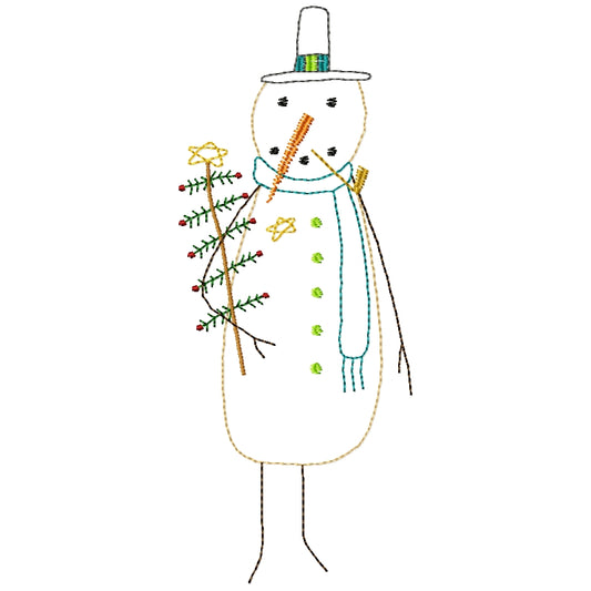 Snowman Tree Machine Embroidery Design